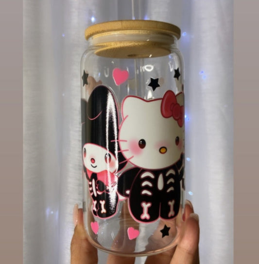 Kawaii Skellie Glass Cup