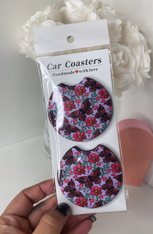 Vday Butterflies Car Coasters