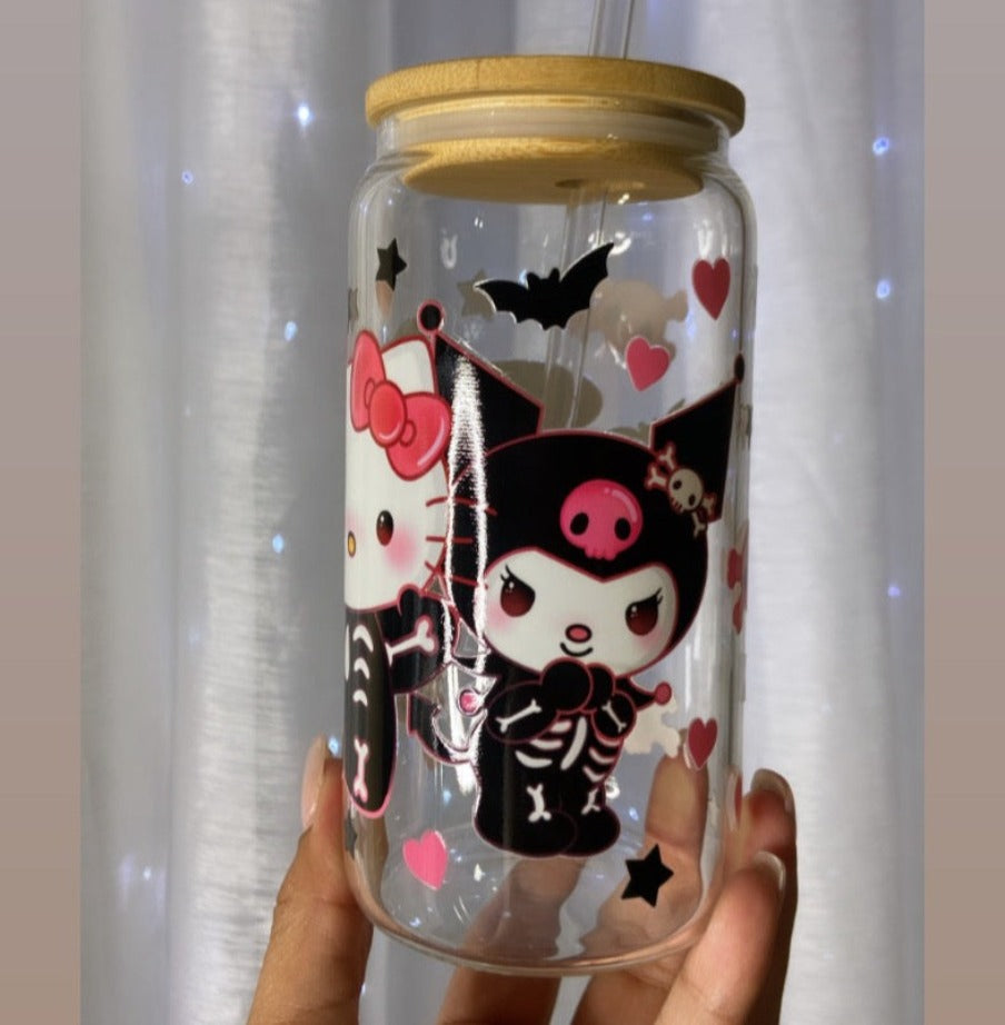 Kawaii Skellie Glass Cup