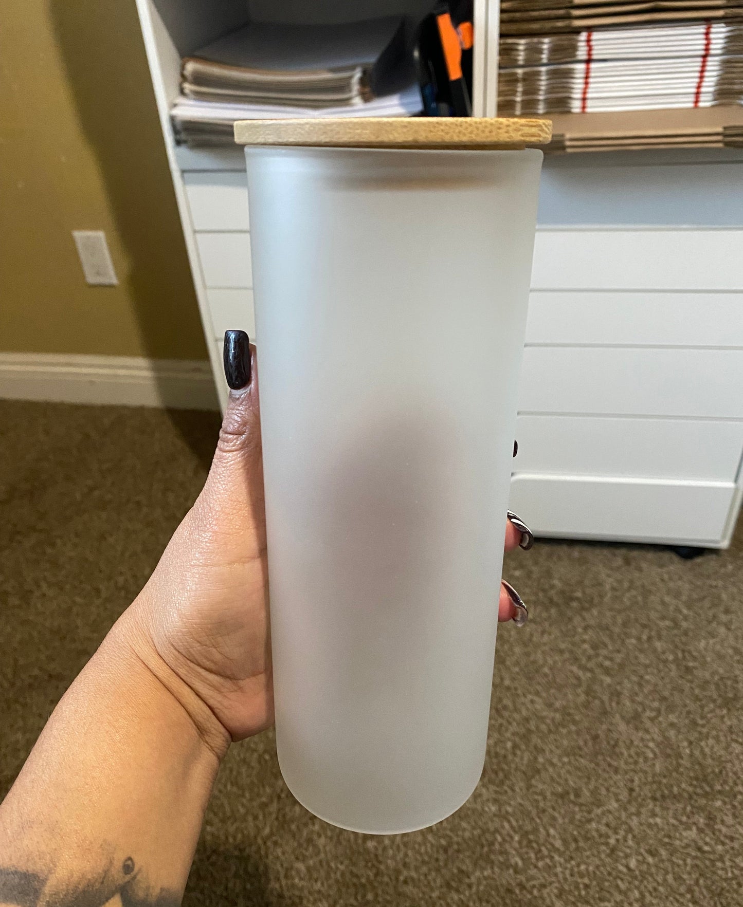 20oz Sublimation Matte Glass Skinny Cup