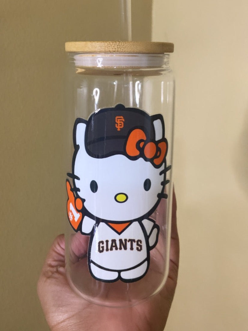 Kitty Baseball Teams Glass Cup