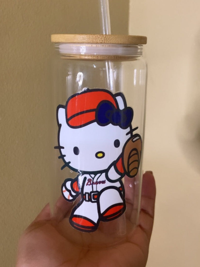 Kitty Baseball Teams Glass Cup