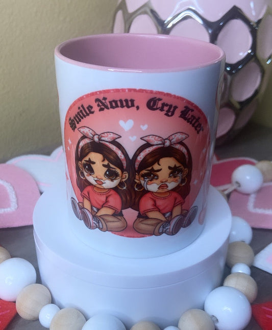 Smile Now, Cry Later Heart Handle Mug