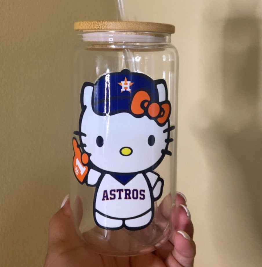 Kitty Baseball Teams Glass Cup