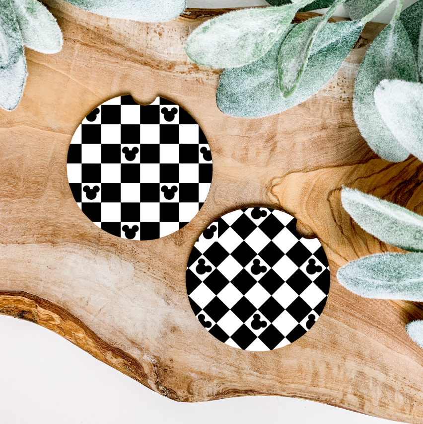 Mouse Checkers Car Coasters