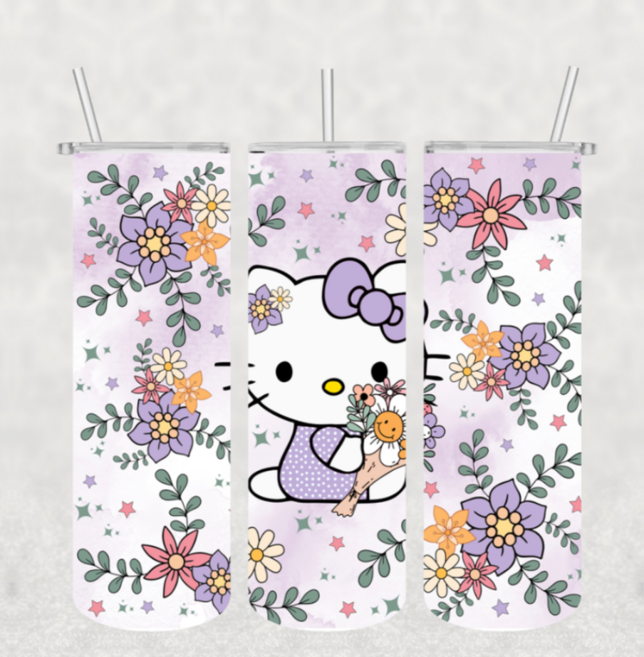 Purple Spring Kitty Tumbler