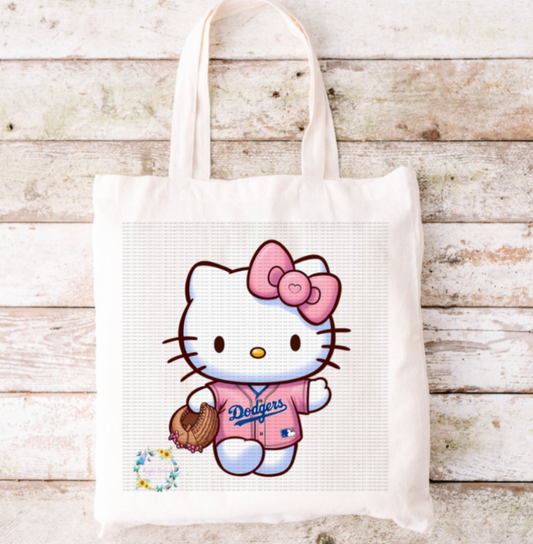 Pink Kitty Baseball Tote