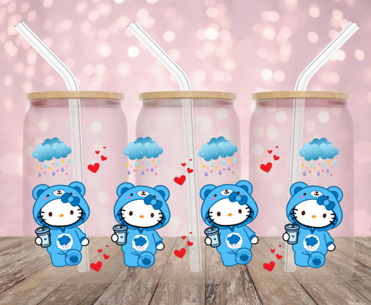 Raindrop Hearts Frosted Glass Cup