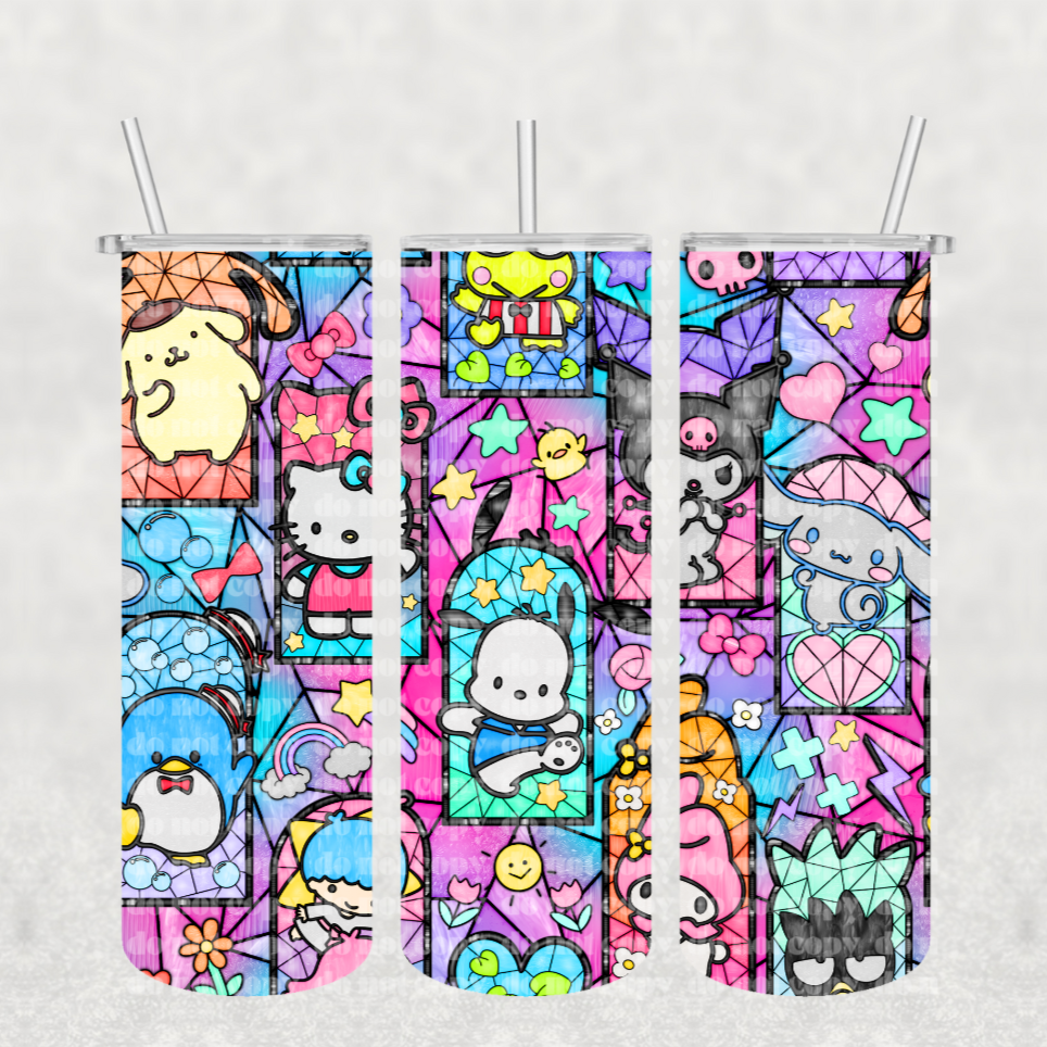 Kawaii Stained Glass Sublimation Tumbler Print ( NOT A DIGITAL )