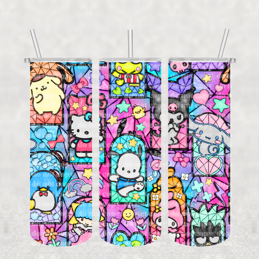 Kawaii Stained Glass Sublimation Tumbler Print ( NOT A DIGITAL )