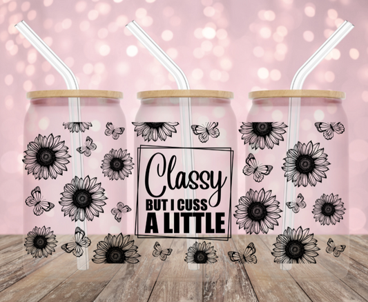 Classy Sunflowers Glass Cup